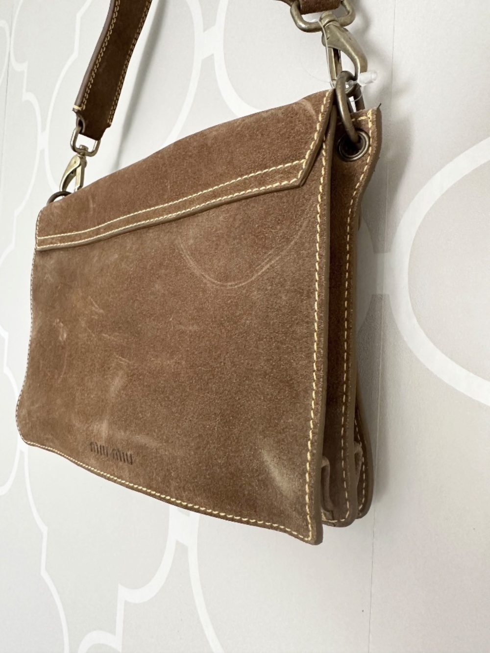 NWOT Vintage Miu Miu Brown Suede Buckle Shoulder Bag Y2K - Picture 8 of 14